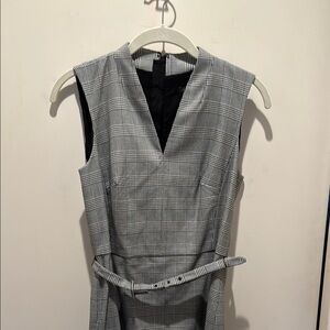 Ann Taylor Gray Sheath Midi Dress V-Neck Sleeveless